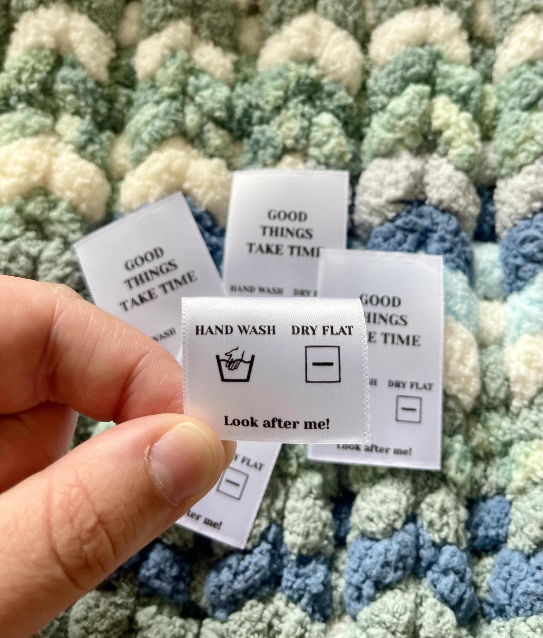 Silk Printed Care Instruction Labels - Good Things Take Time 2.jpg