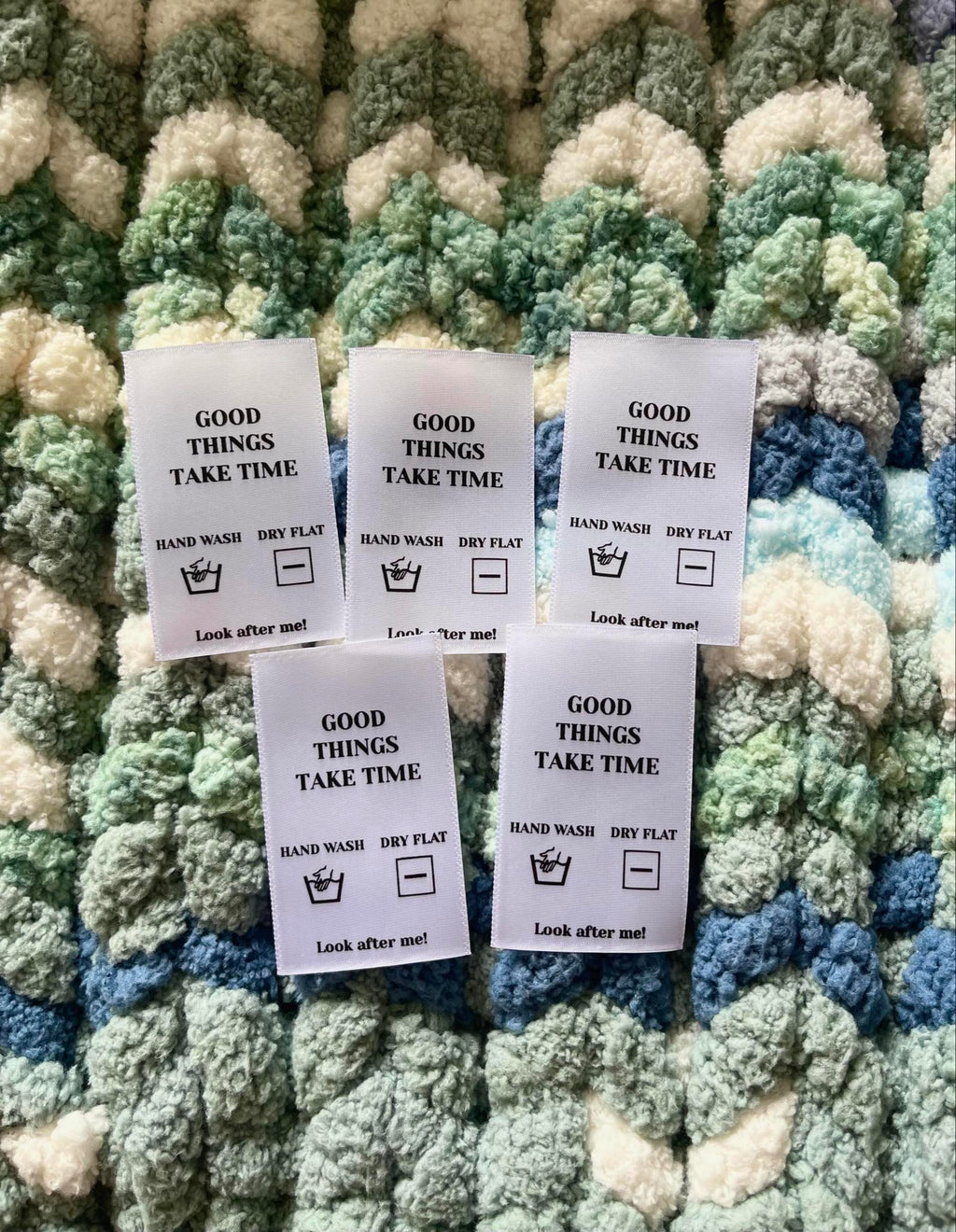 Silk Printed Care Instruction Labels - Good Things Take Time.jpg