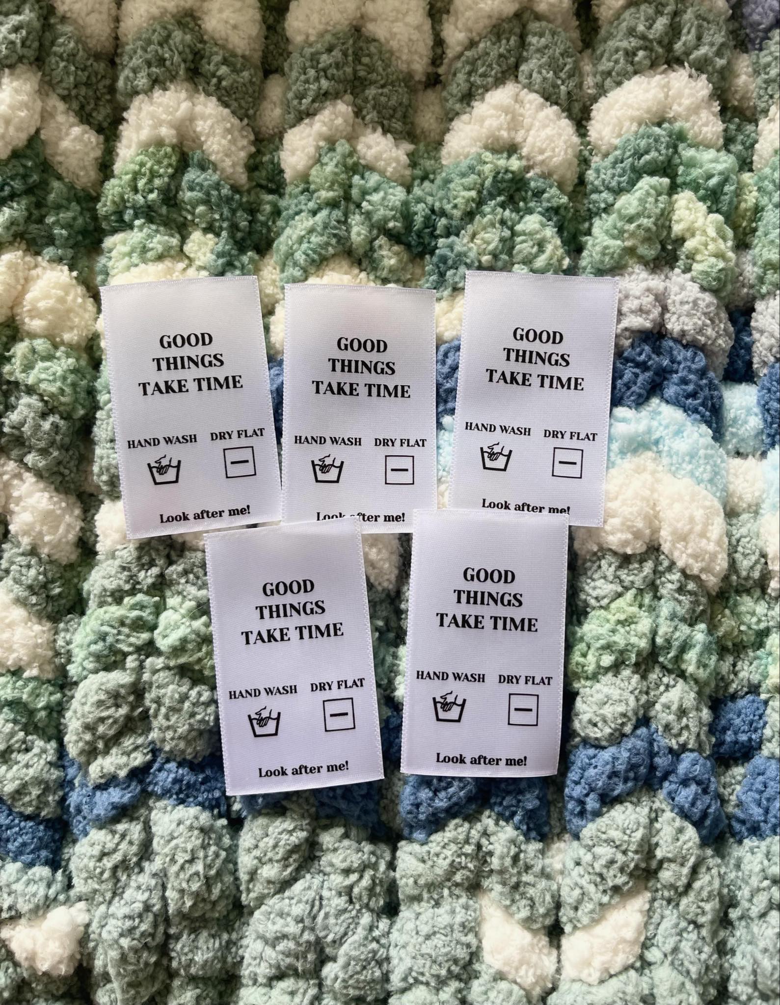 Silk Printed Care Instruction Labels - Good Things Take Time.jpg