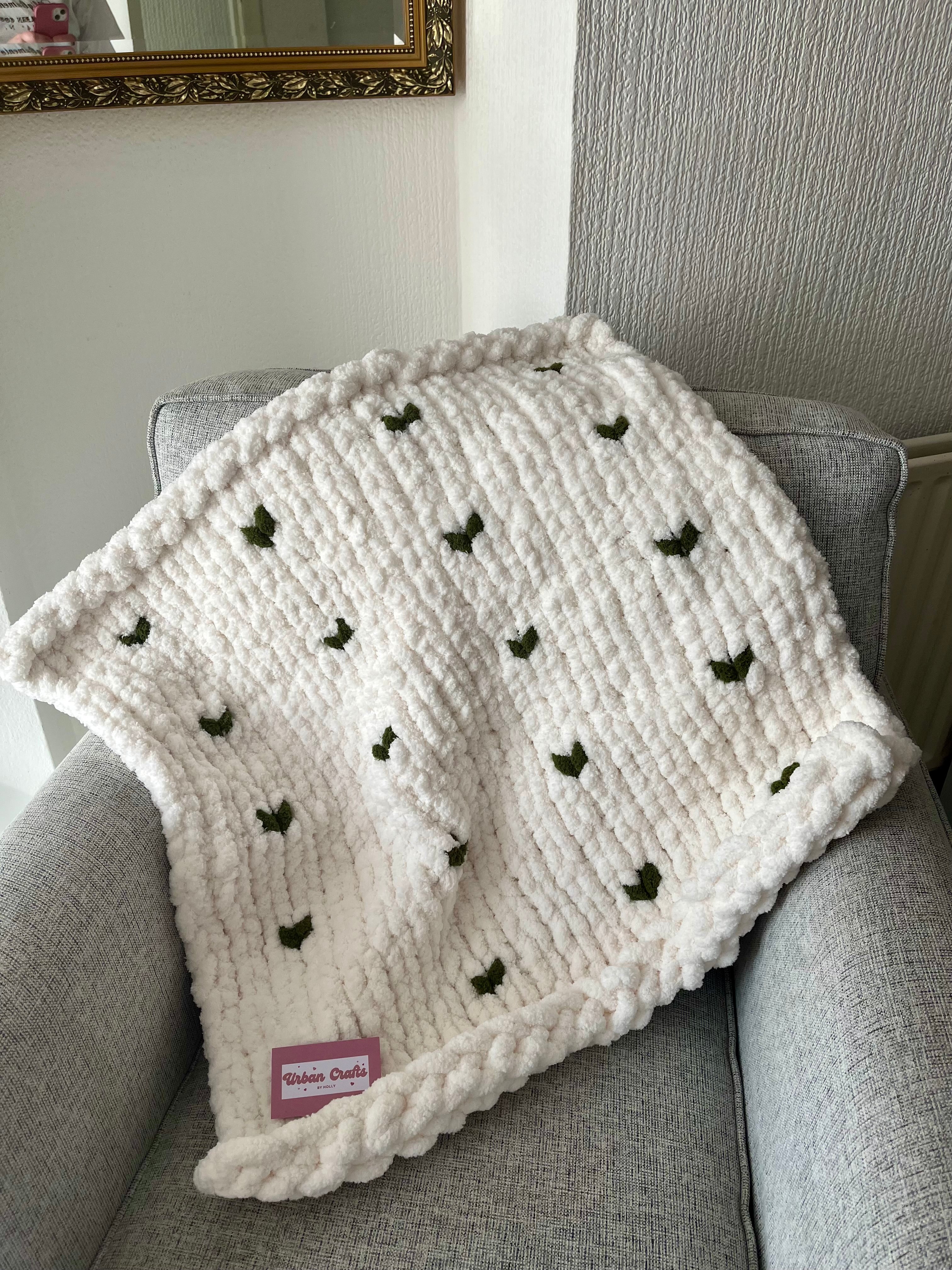 Heart Infused Chunky Hand Knit Blanket