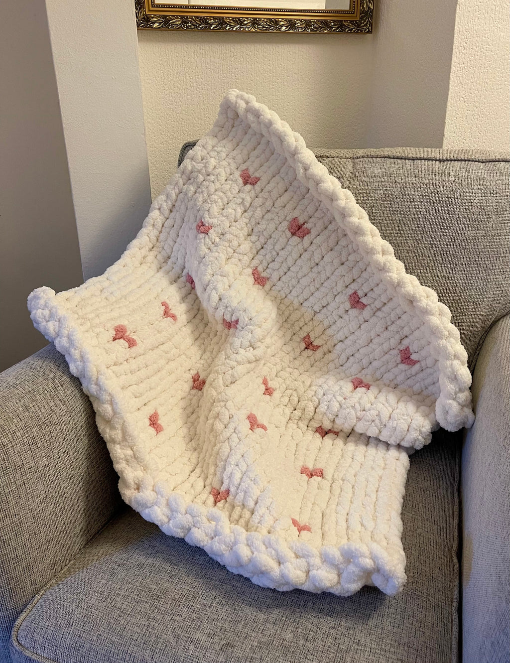 Heart Infused Chunky Hand Knit Blanket