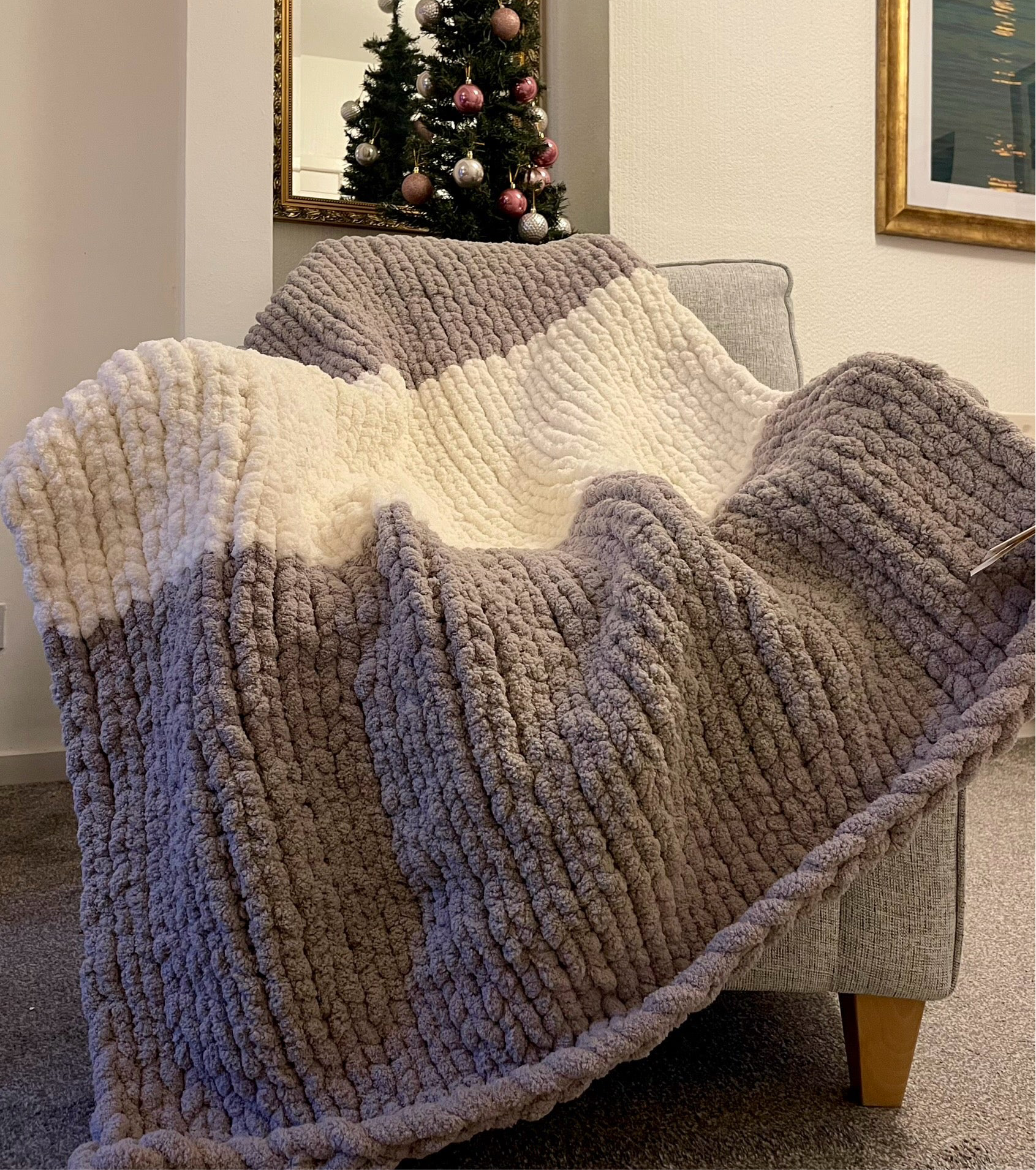 Chunky Hand Knit Blanket